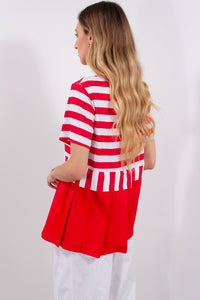 MAGLIA RIGATA PIEGHE COTONE*