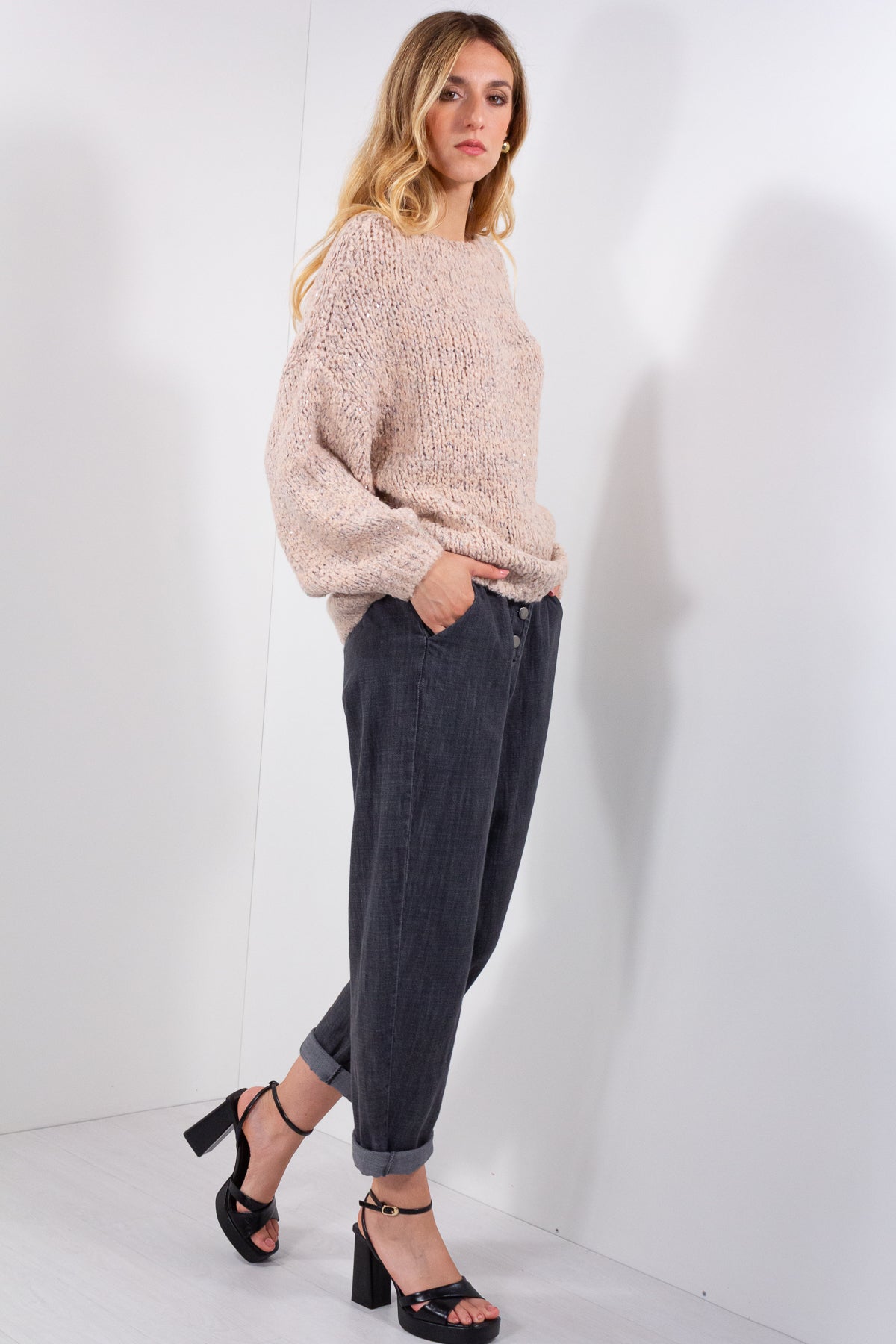 JEANS BAGGY BOTTONI ESTERNI