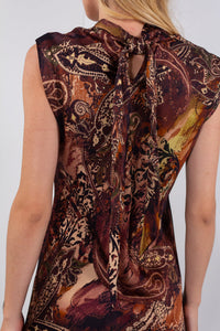 ABITO SMANICATO RASO STAMPA FOULARD