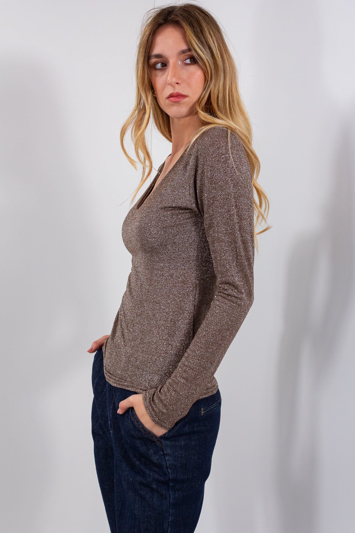 MAGLIA SCOLLO LUREX