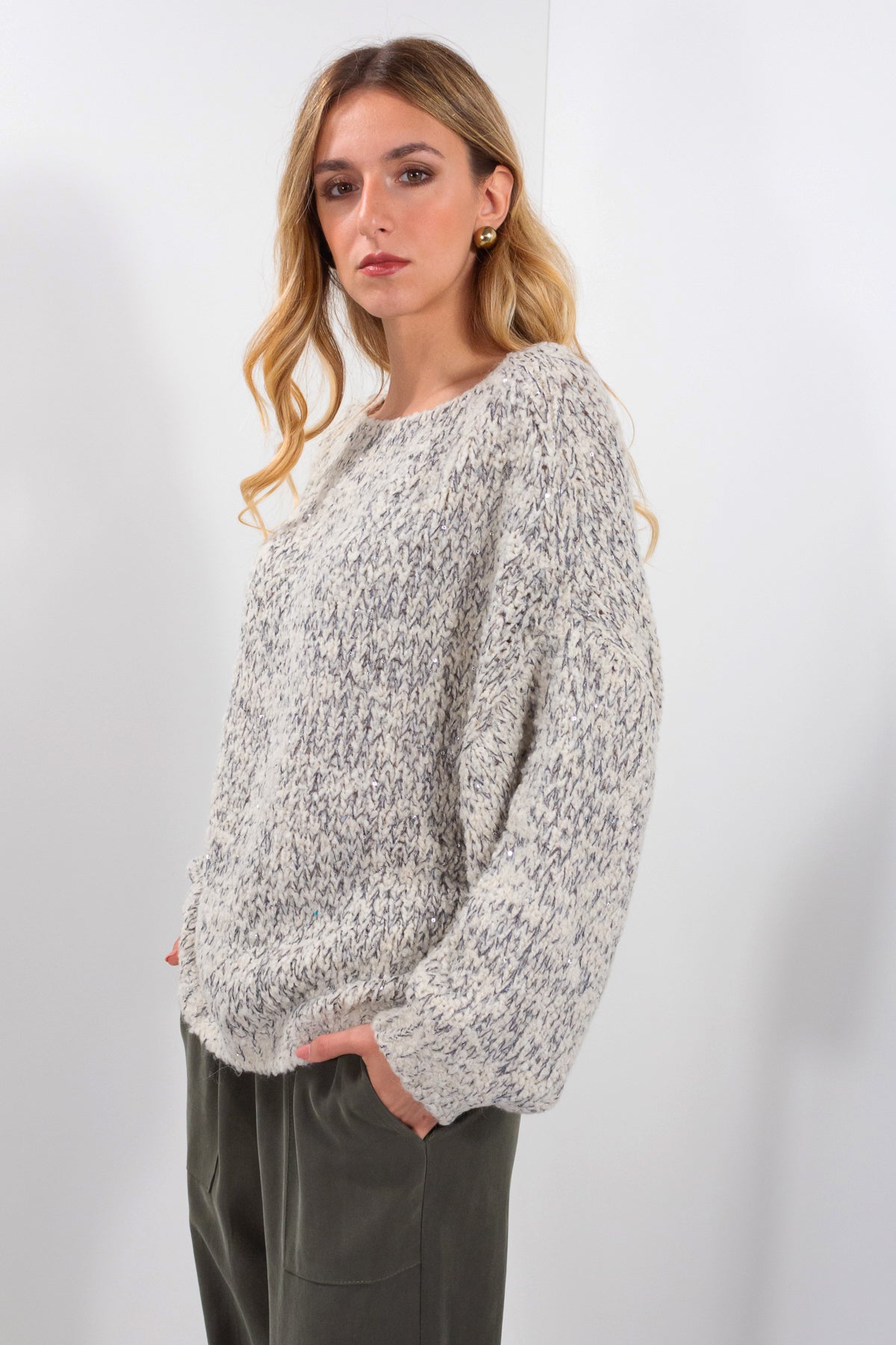 MAGLIA BOUCLE' MELANGE + PAILLETTES