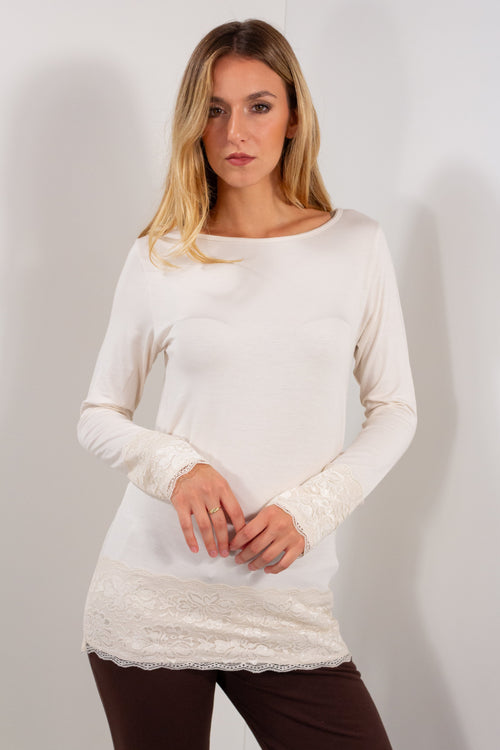 MAGLIA LUNGA PIZZO FONDO