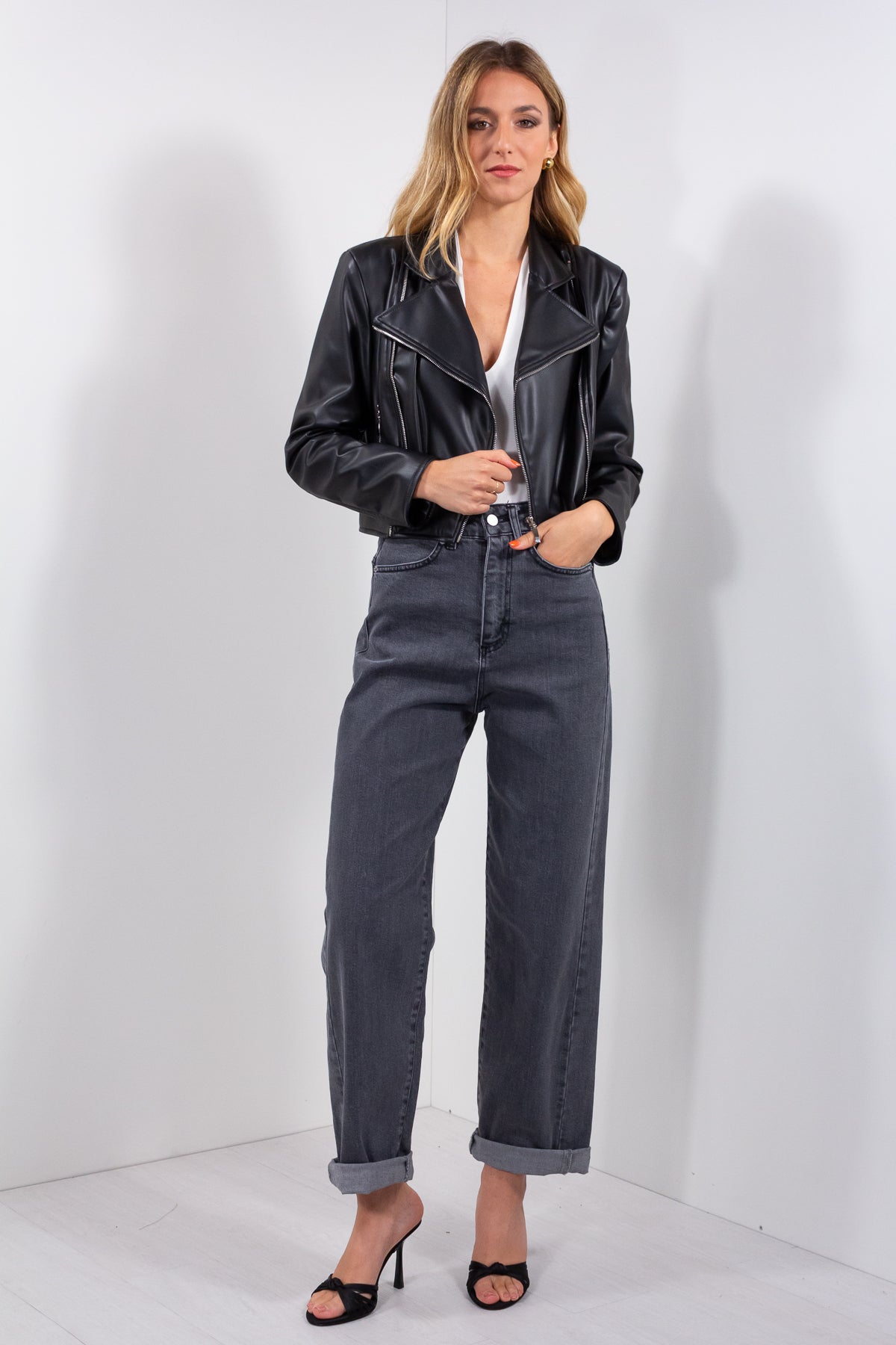 GIACCA CHIODO ECOPELLE**