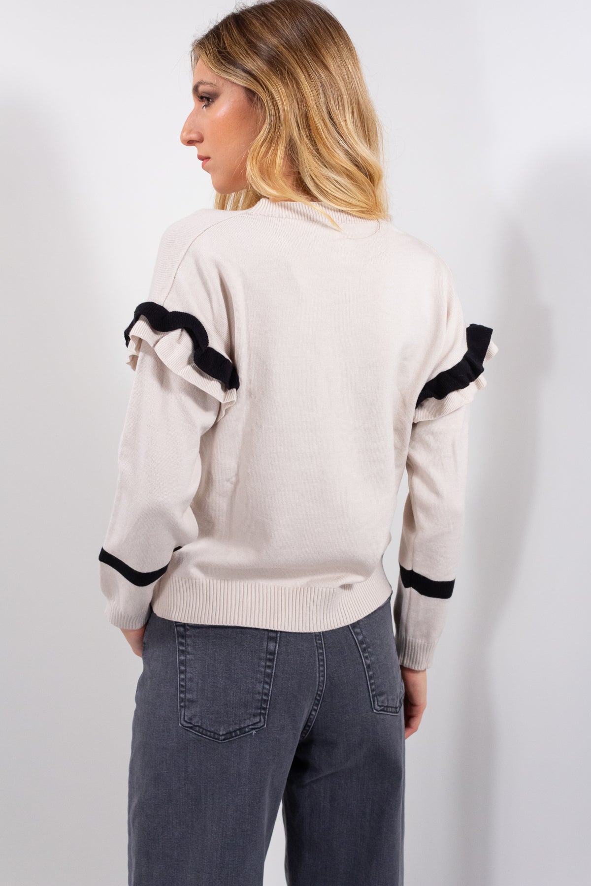 MAGLIA FRAPPE MANICHE BICOLOR