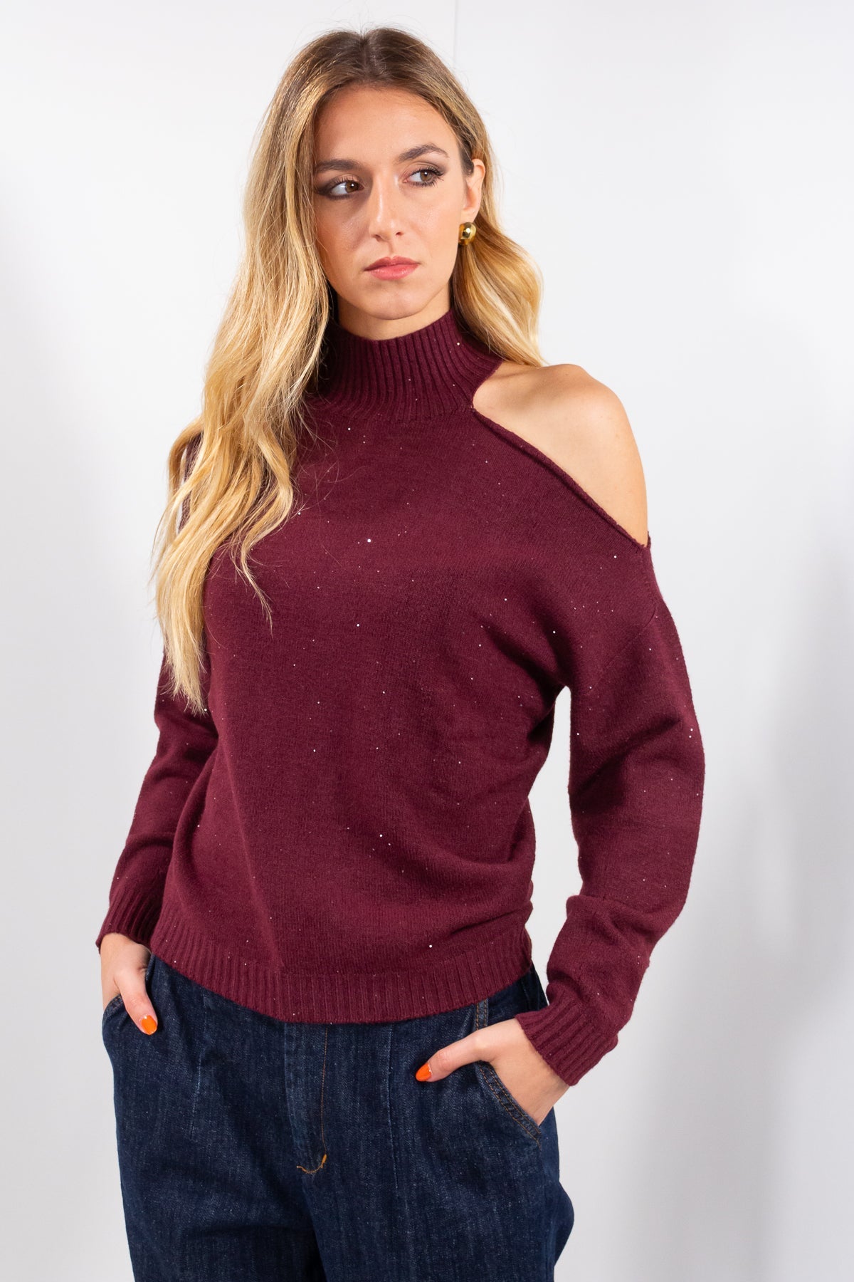 MAGLIA LUPETTO CUT OUT MICROPAILLETTES