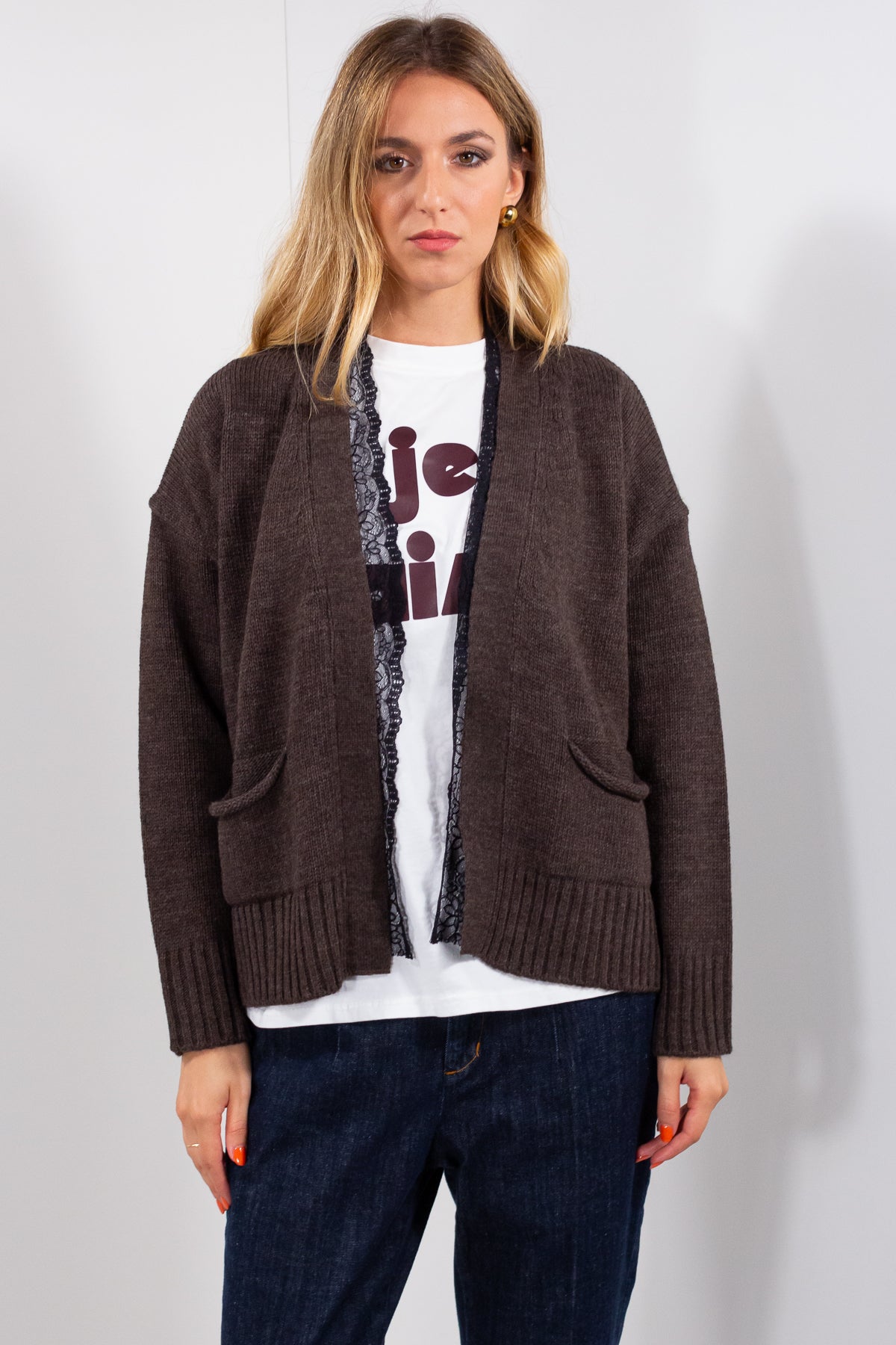 CARDIGAN PIZZO MISTO ALPACA**