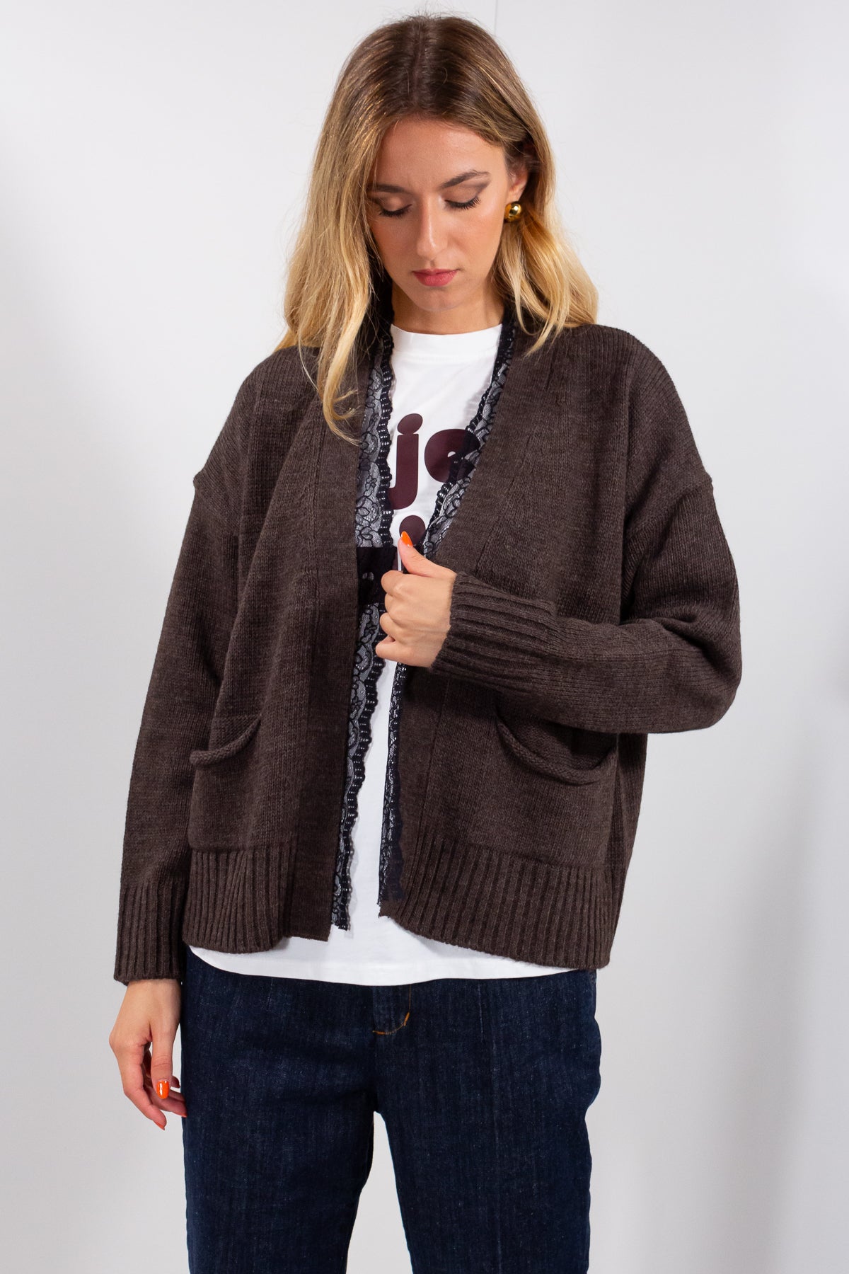 CARDIGAN PIZZO MISTO ALPACA**