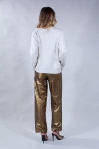 PANTALONE ECOPELLE METALLIZZATO