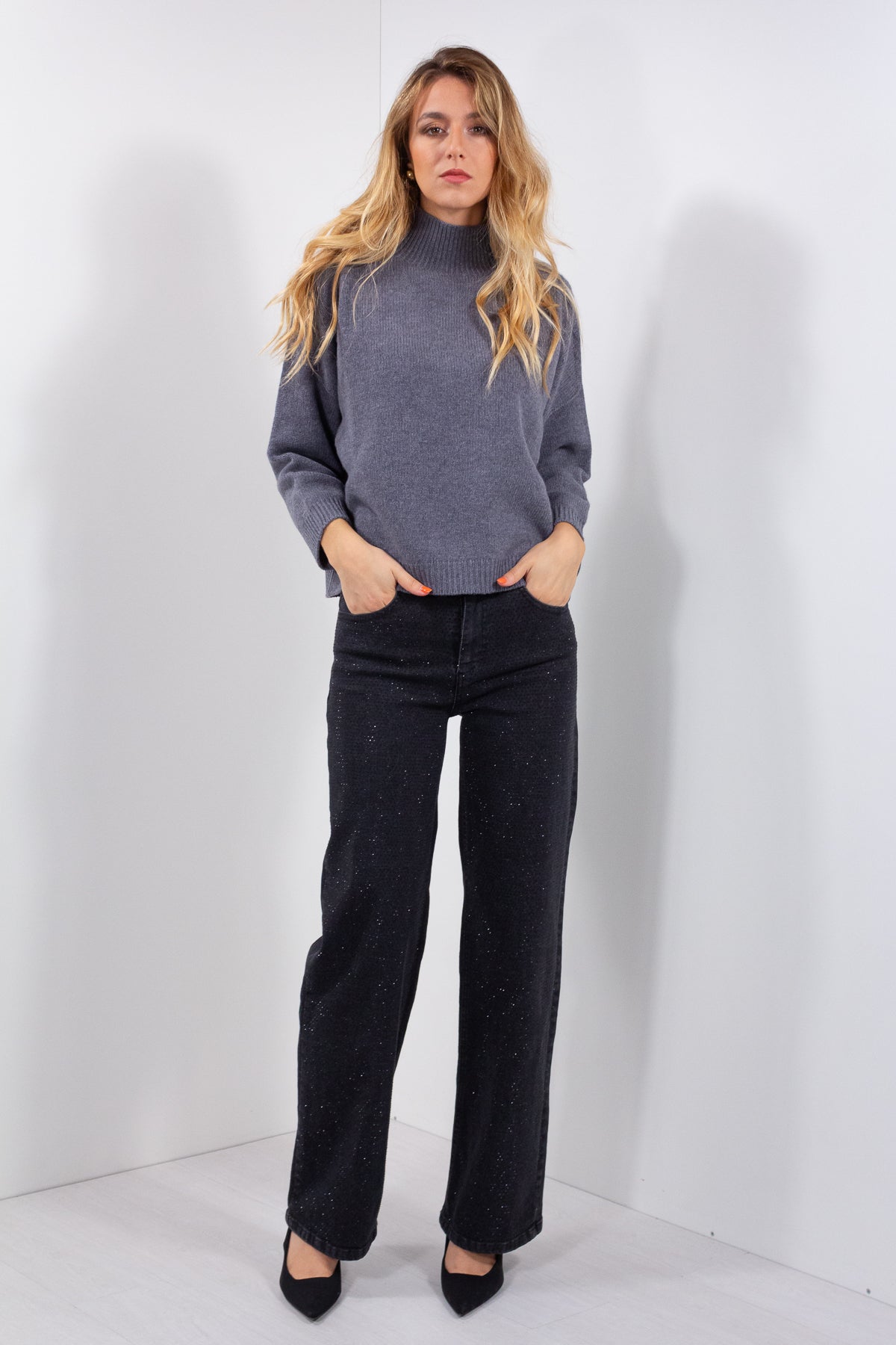 JEANS PALAZZO STRASS