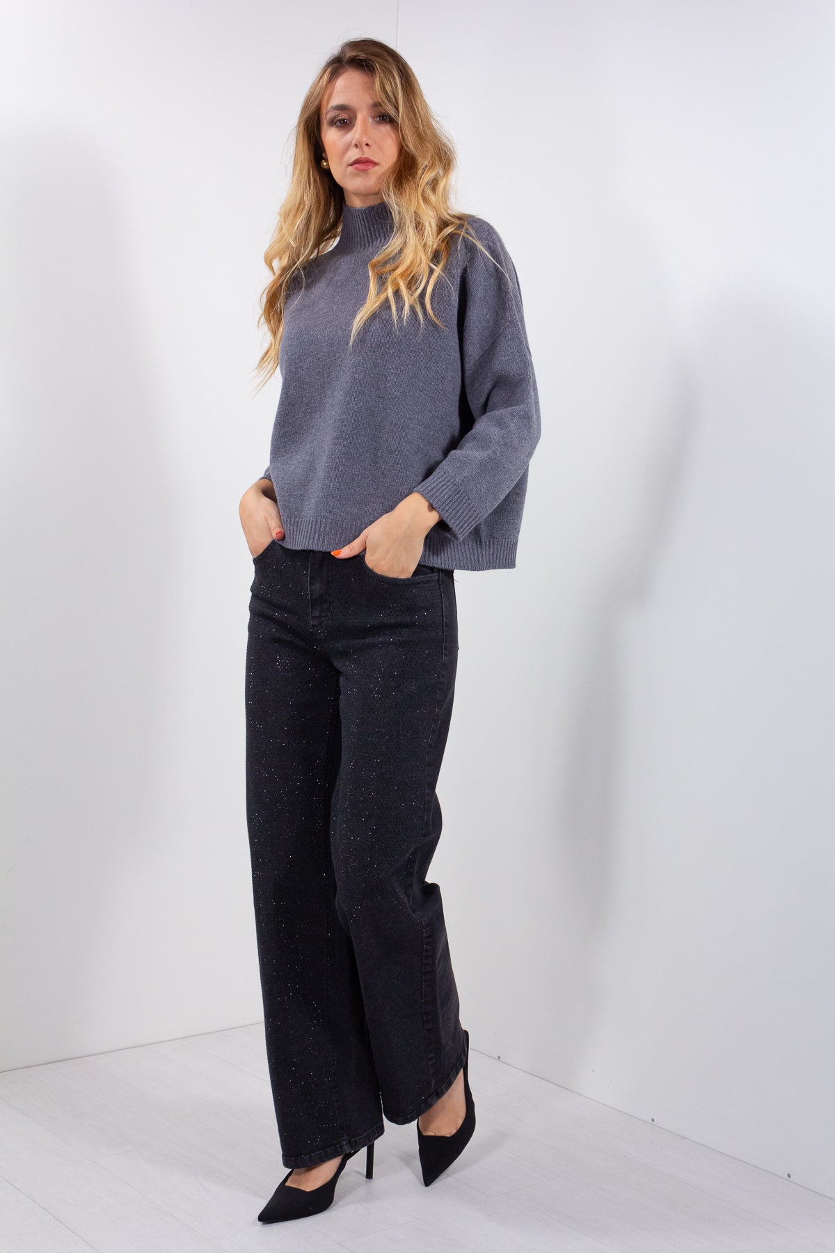 JEANS PALAZZO STRASS
