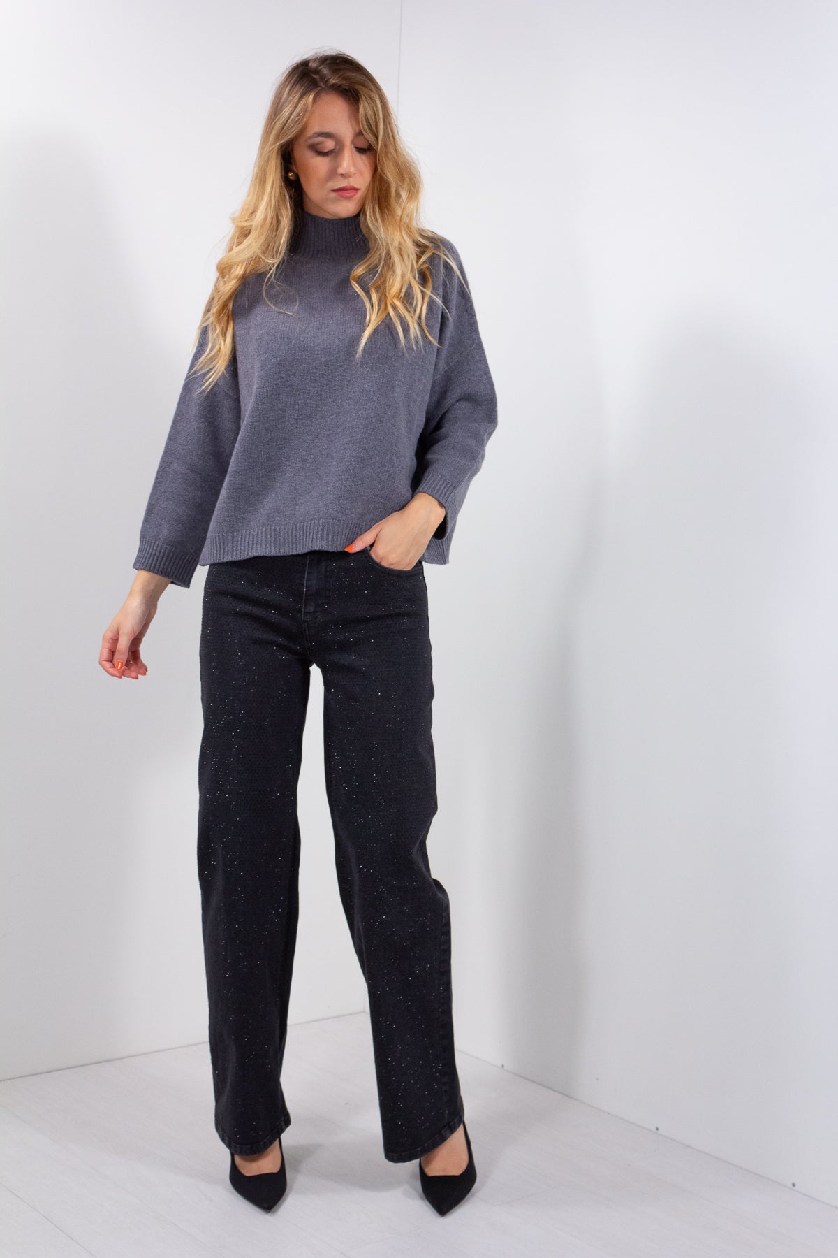JEANS PALAZZO STRASS