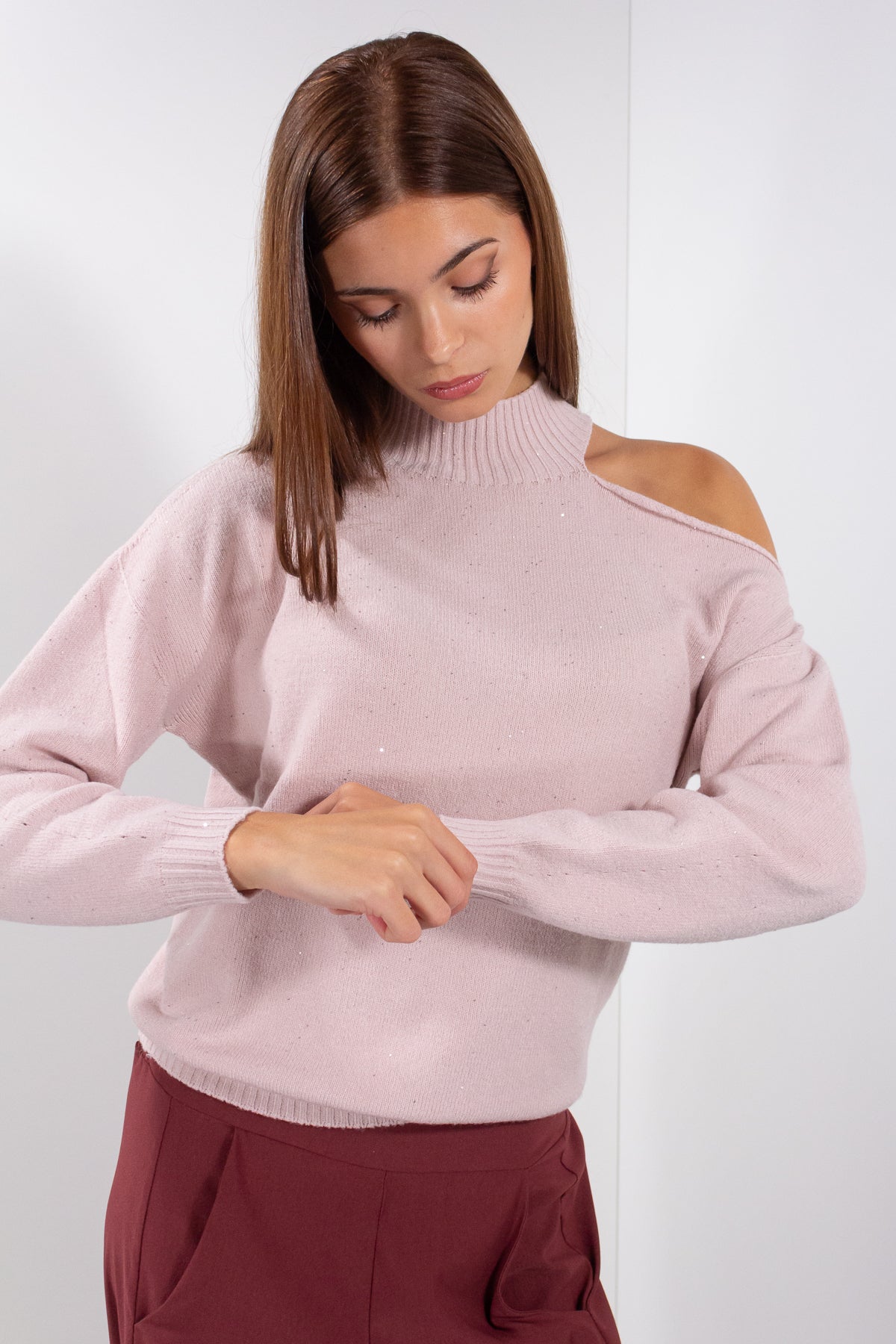 MAGLIA LUPETTO CUT OUT MICROPAILLETTES