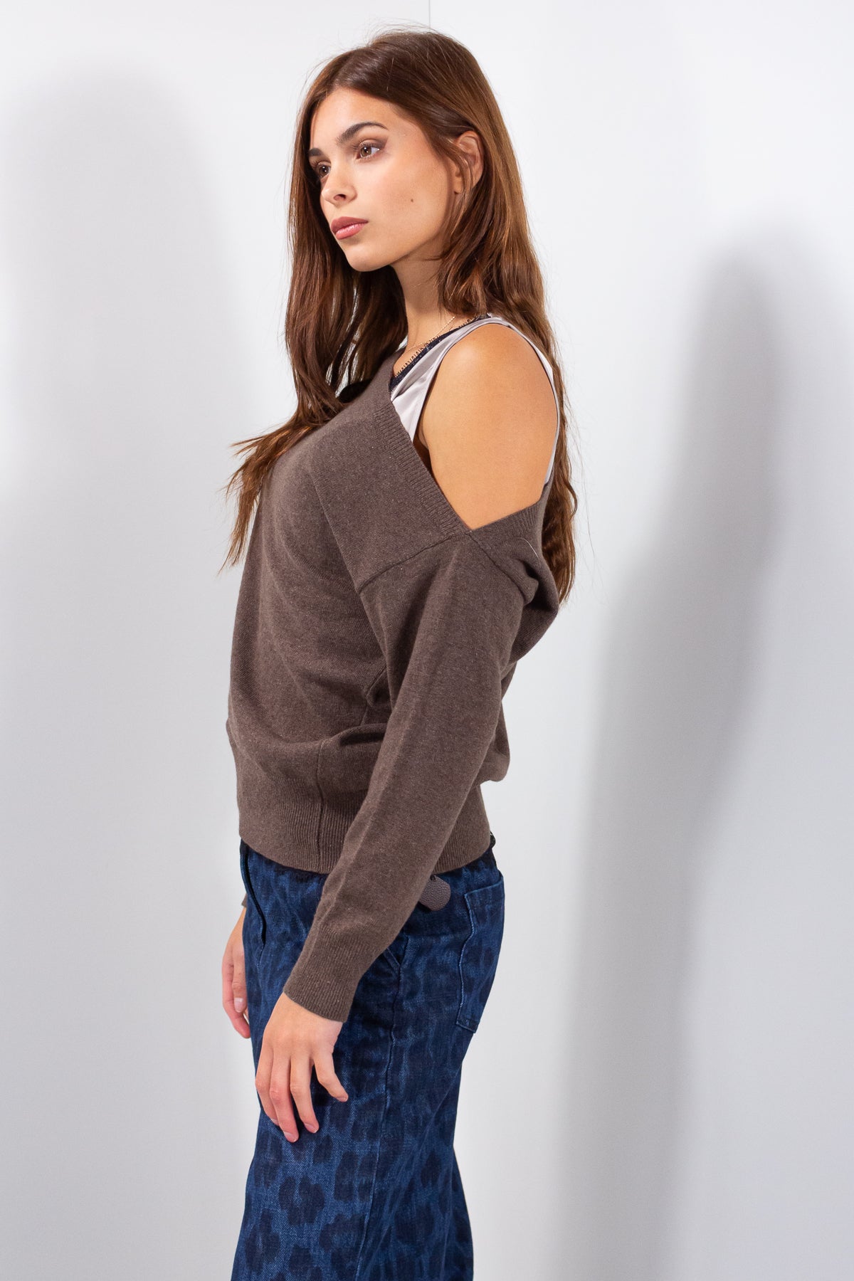 MAGLIA COLLO ASIMMETRICO MISTO LANA/CASHMERE