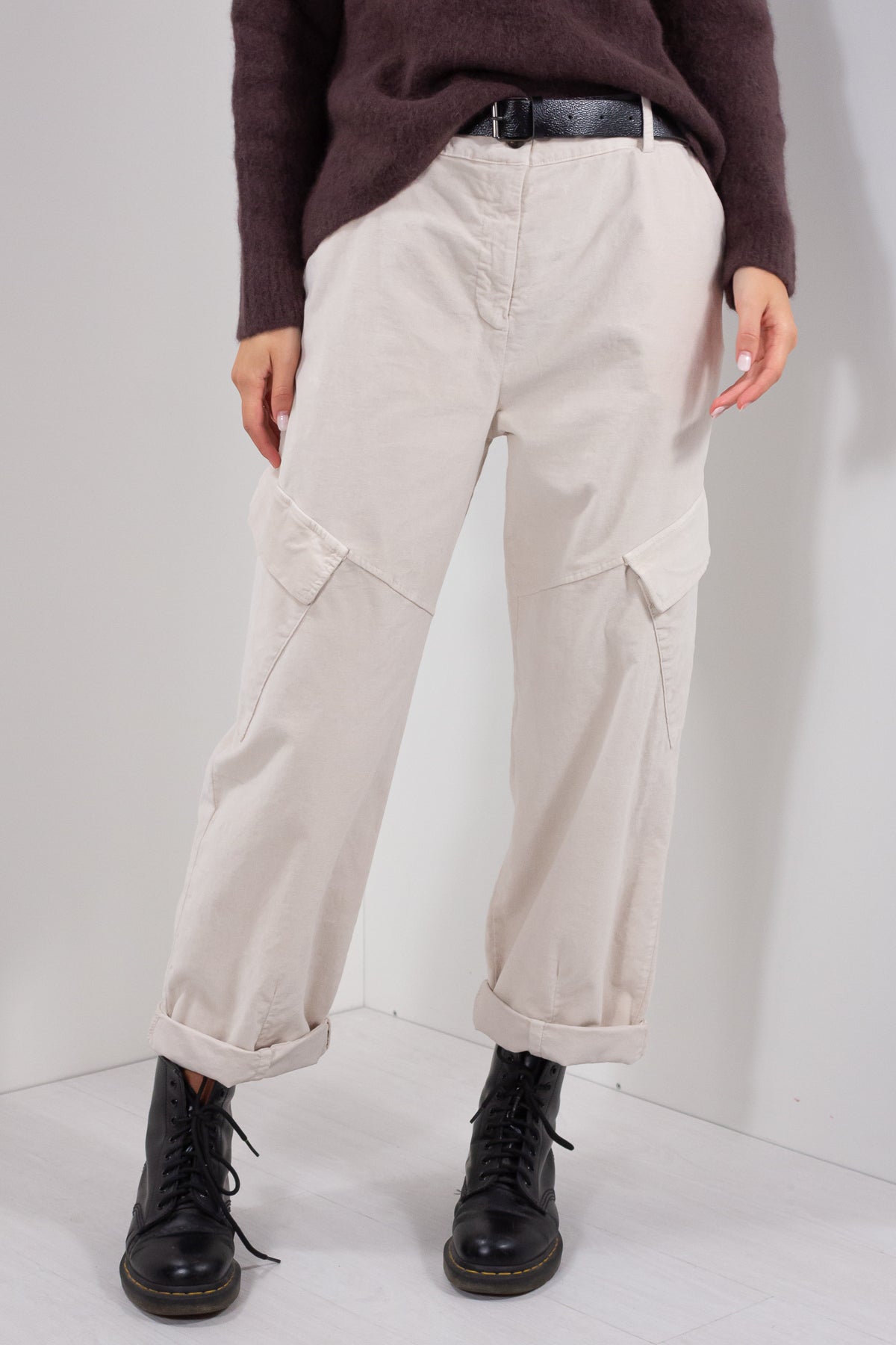 PANTALONE CARGO VELLUTO LISCIO