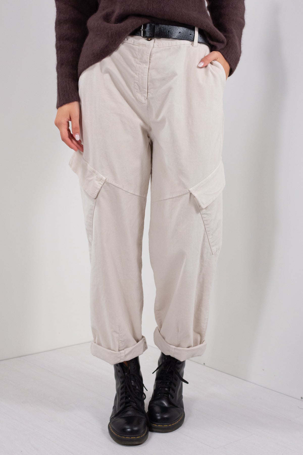 PANTALONE CARGO VELLUTO LISCIO