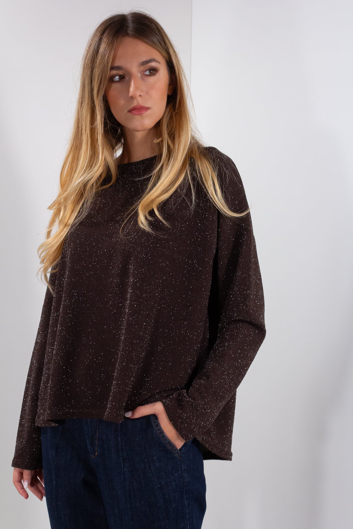 MAGLIA KIMONO TESSUTO BRILLANTINI