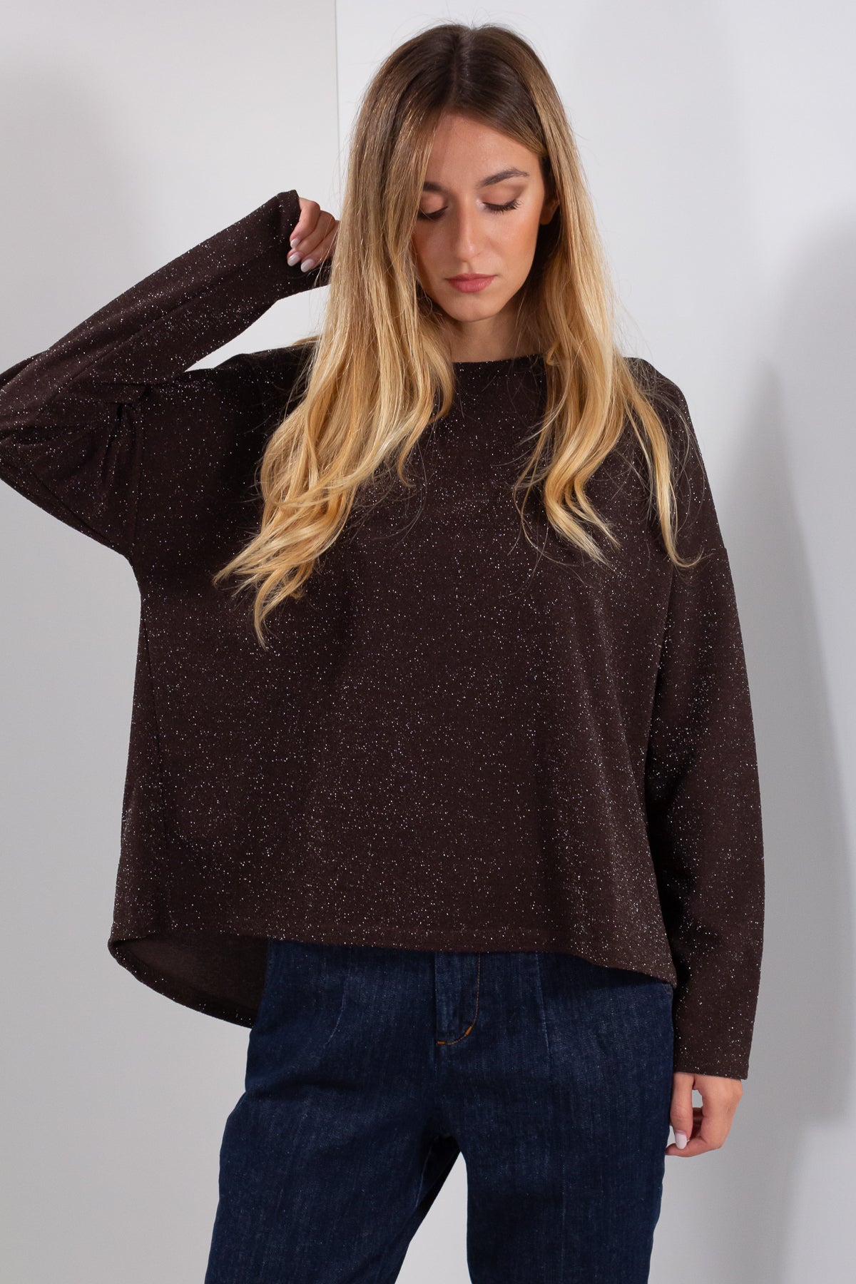 MAGLIA KIMONO TESSUTO BRILLANTINI