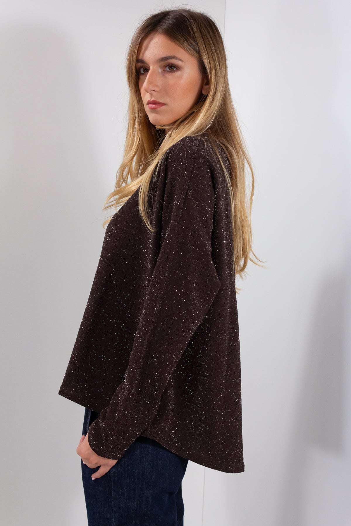 MAGLIA KIMONO TESSUTO BRILLANTINI