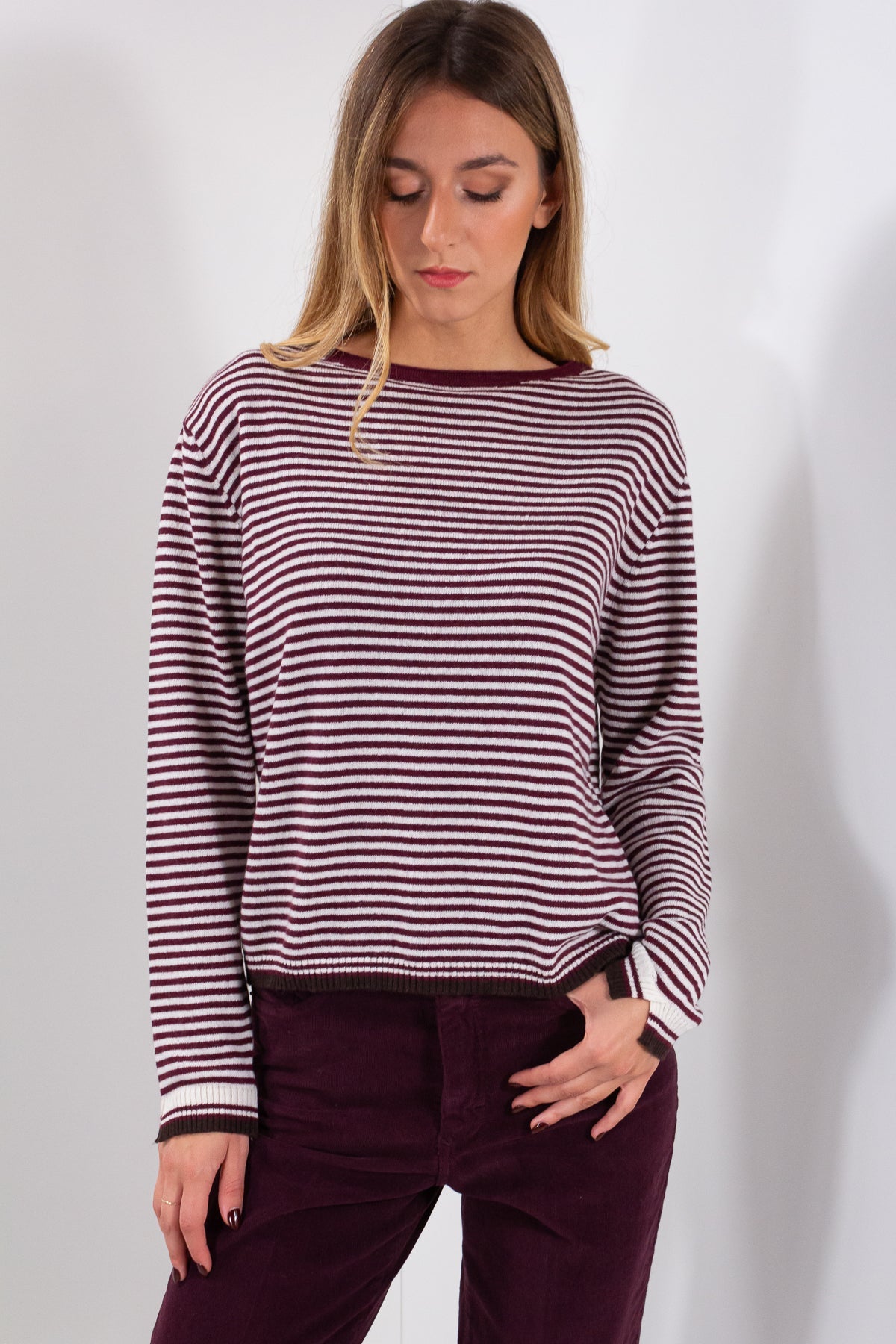 MAGLIA RIGHINE BORDO CONTRASTO