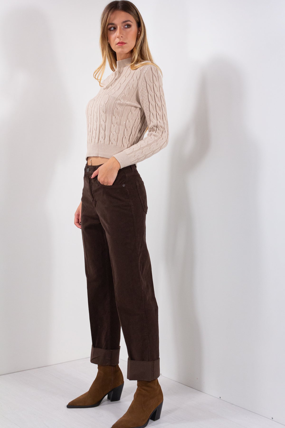 PANTALONE RISVOLTONE VELLUTO