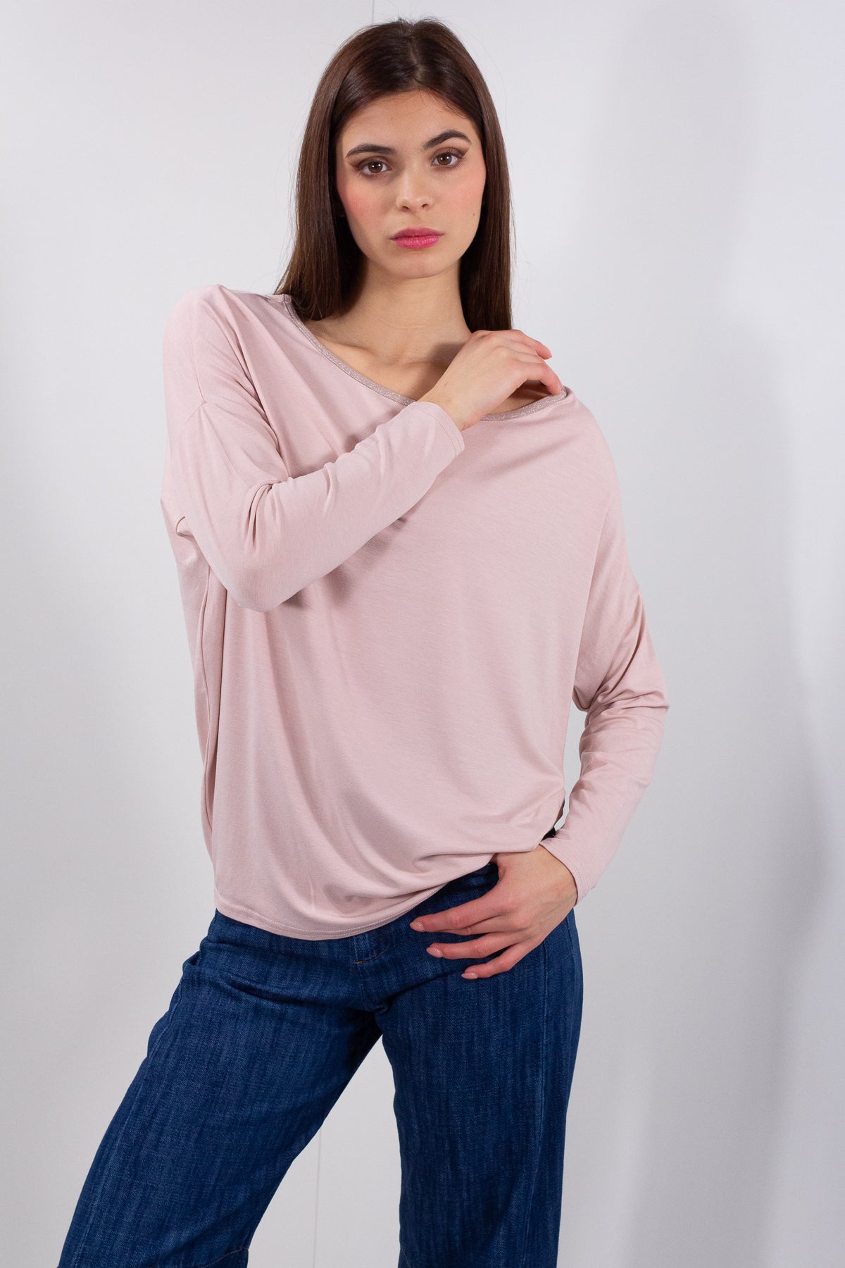 MAGLIA AMPIA BORDO LUREX