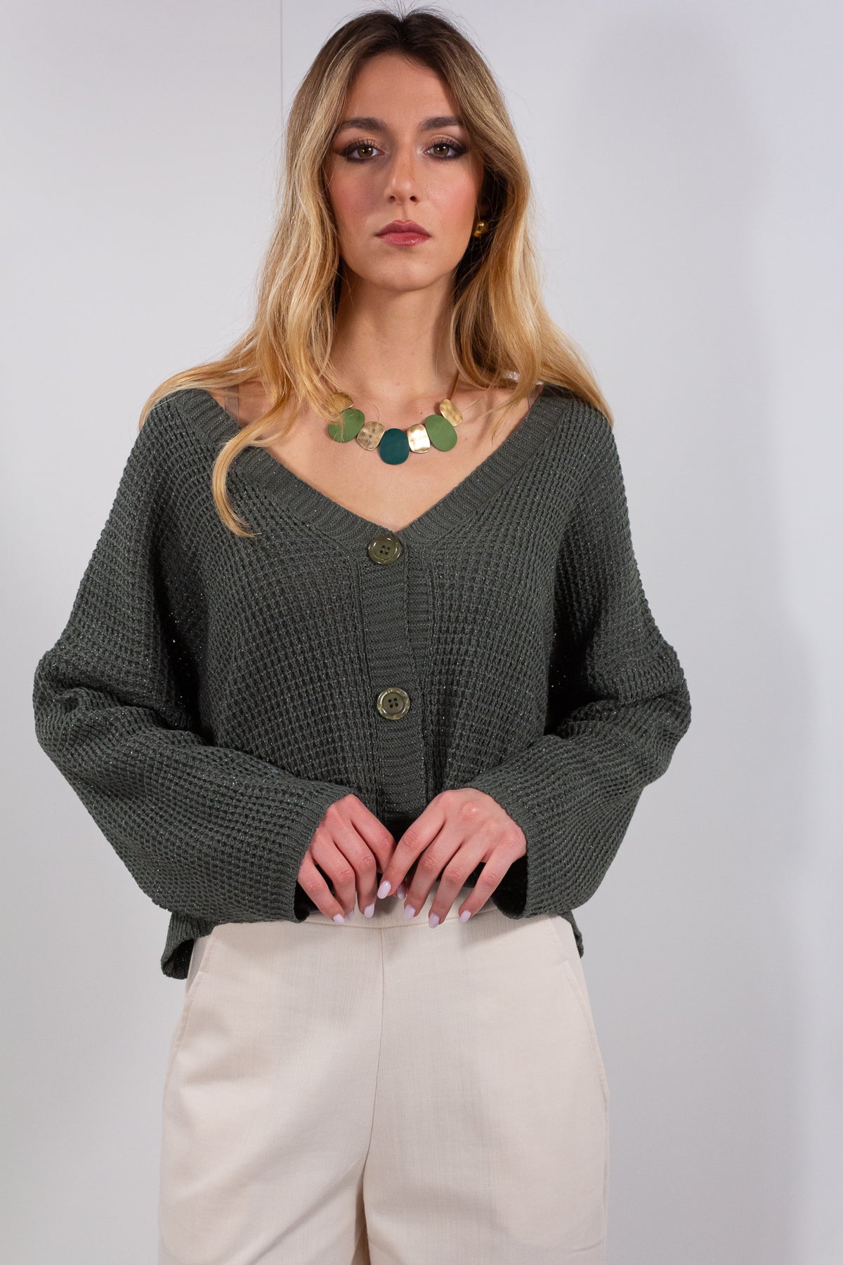 CARDIGAN BOTTONI LUREX