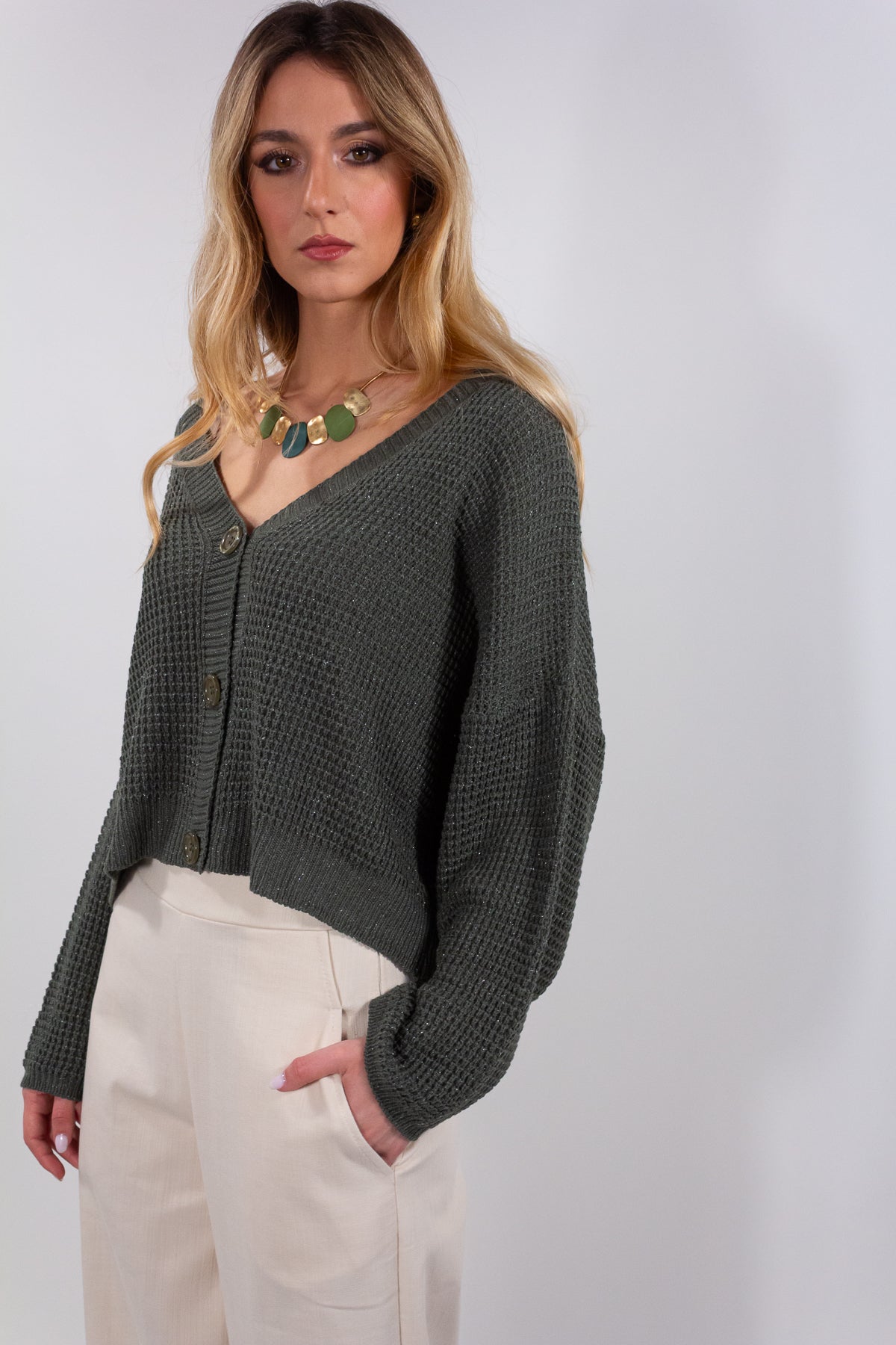 CARDIGAN BOTTONI LUREX
