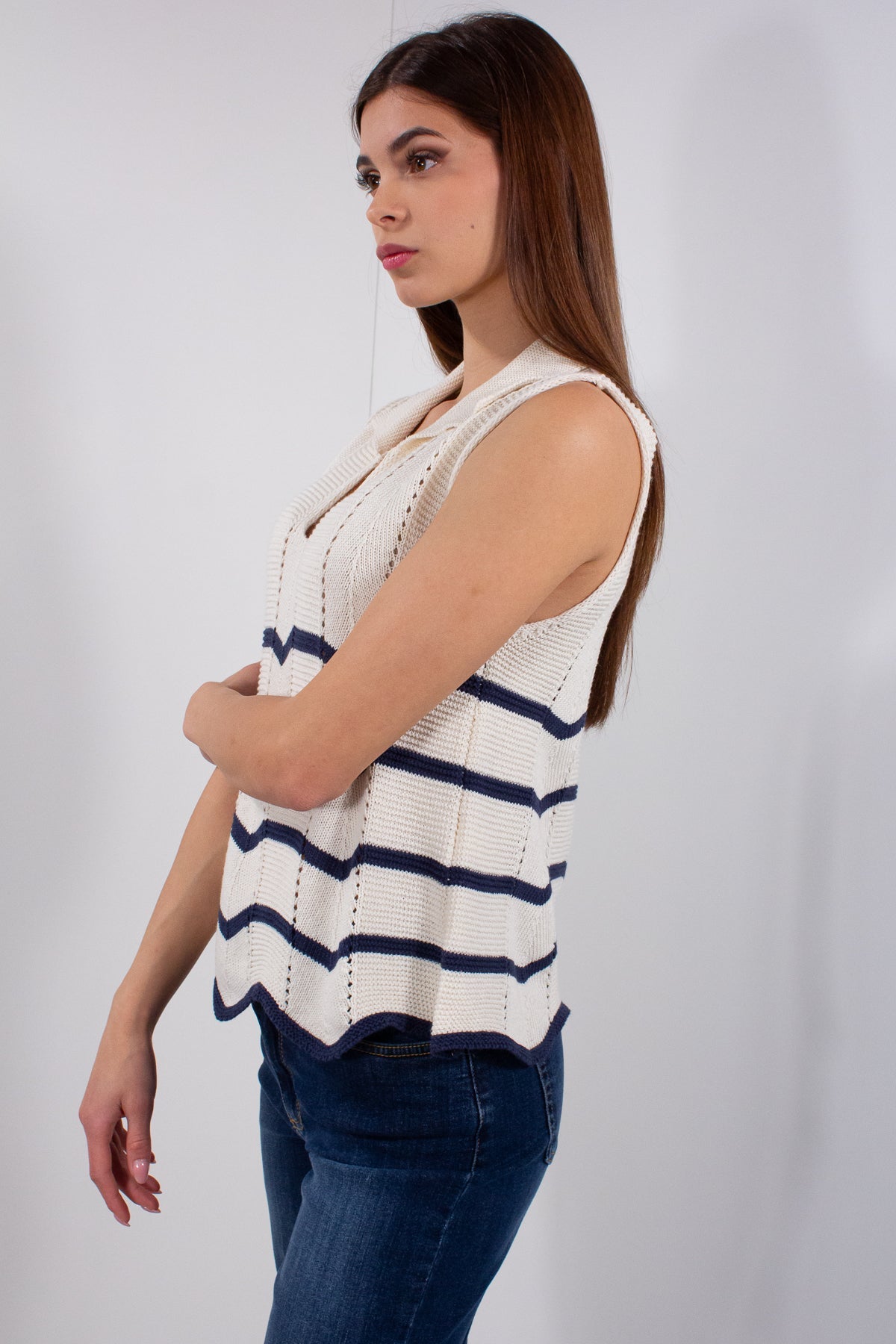 GILET POLO RIGATO