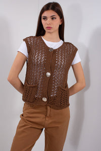 GILET TRAFORATO BOTTONI ORO