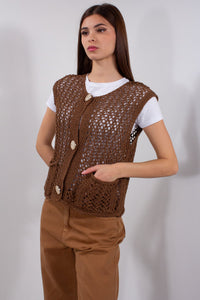 GILET TRAFORATO BOTTONI ORO