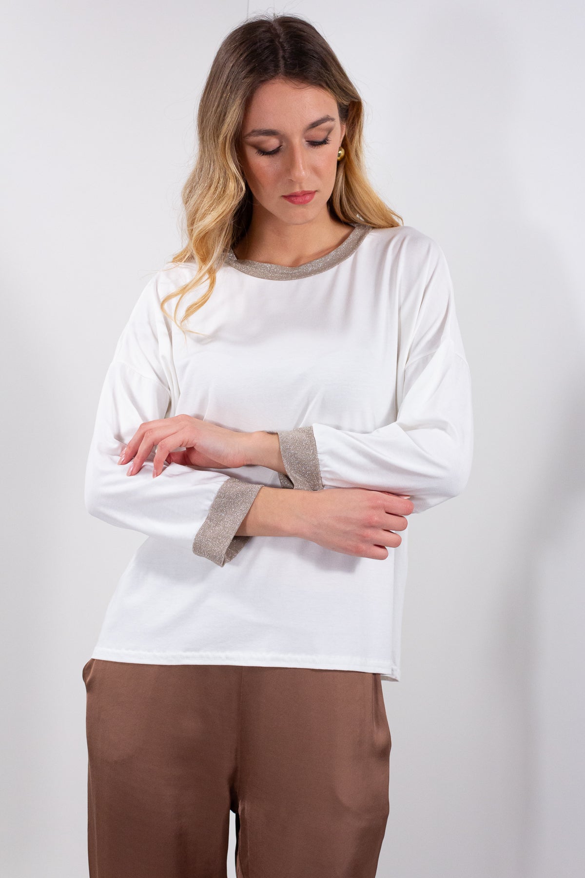 MAGLIA 3/4 BORDO LUREX