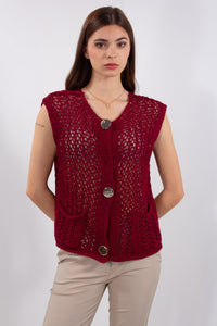 GILET TRAFORATO BOTTONI ORO
