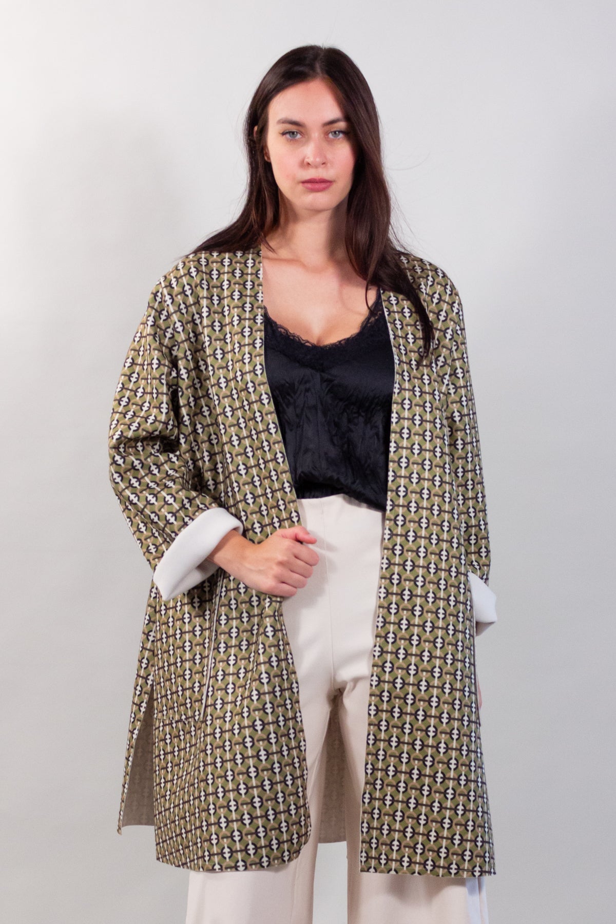 CAPPOTTO CINTURA PANNO STAMPATO