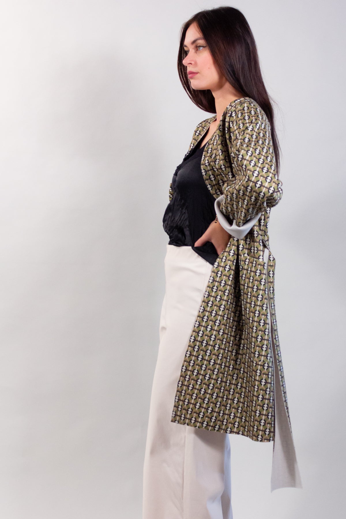 CAPPOTTO CINTURA PANNO STAMPATO